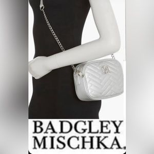 Badgley Mischka Metallic Silver Adjustable Crossbody
Bag